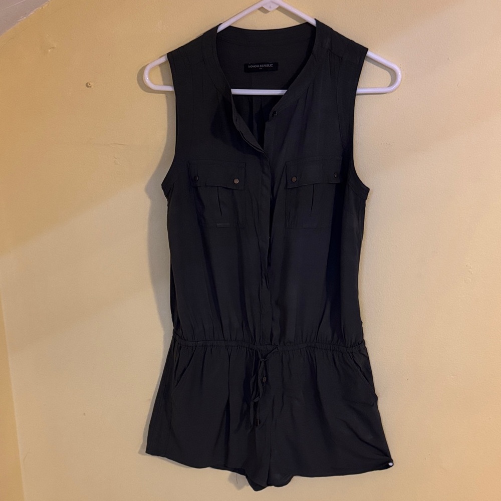 Military Green Sleeveless Utility Romper - Military Green